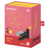 Satisfyer Double Fun Couples Vibrator Black packaging showcasing design and features for enhanced intimacy.