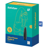Satisfyer Ultra Power Bullet 5 Vibrator Black packaging features the stylish bullet vibrator design and vibrant colors.