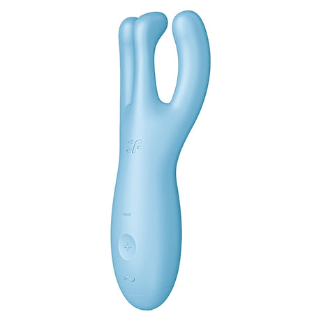 Satisfyer Threesome 4 App Controlled Vibrator Blue featuring three flexible pleasure arms for stimulation.