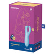 Satisfyer Threesome 4 App Controlled Vibrator Blue packaging with app connectivity and features highlighted.