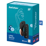 Satisfyer Little Secret Black Panty Vibrator packaging showcasing discreet design and features.