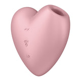 Satisfyer Cutie Heart Air Pulse Vibrator Light Red in a playful heart shape with control buttons.