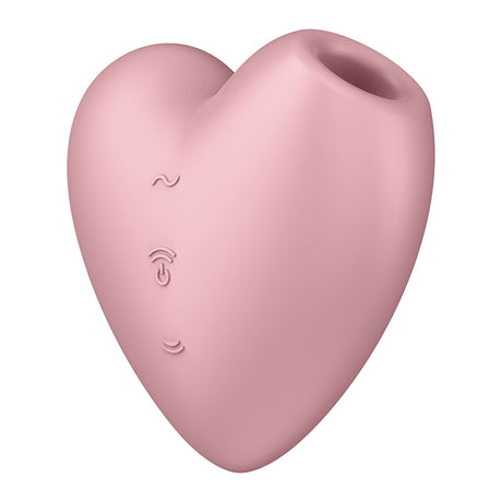 Satisfyer Cutie Heart Air Pulse Vibrator Light Red in a playful heart shape with control buttons.