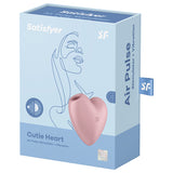 Satisfyer Cutie Heart Air Pulse Vibrator Light Red packaging showcasing playful heart design and air wave technology.