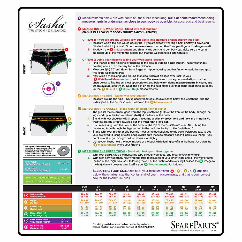 SpareParts Sasha Cinch Booty Short Harness Black Size XXS