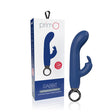 Screaming O Primo Rabbit Vibrator Blueberry with packaging showcasing its features and dual motors.
