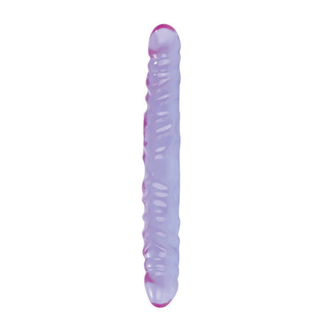 Reflective Gel Veined Double Dong 12 Inch Lavender shown in iridescent jelly with raised texture.