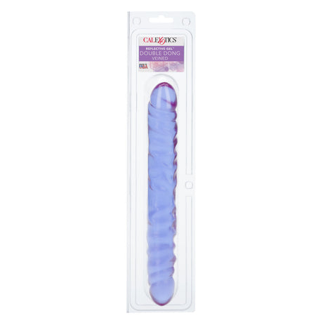 Reflective Gel Veined Double Dong 12 Inch Lavender in packaging with iridescent texture and design.