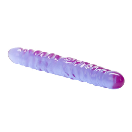 Reflective Gel Veined Double Dong 12 Inch Lavender in iridescent lavender jelly with thick veined texture.