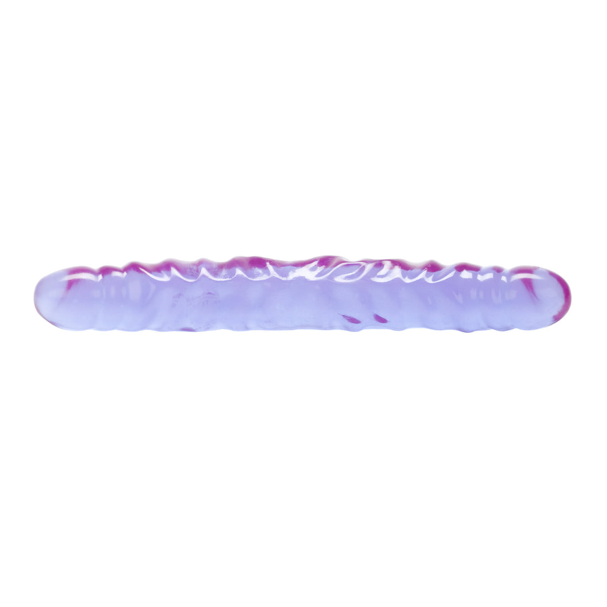 Reflective Gel Veined Double Dong 12 Inch Lavender displayed against a white background, showcasing its iridescent texture.
