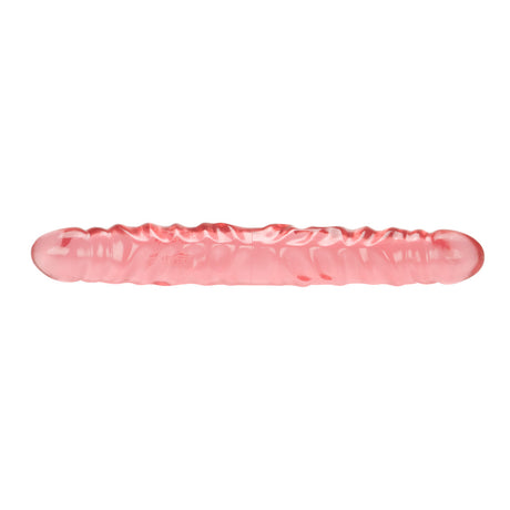 Translucence Veined 12 Inch Double Dong Pink showcasing the soft jelly texture and dual-ended design for pleasure.