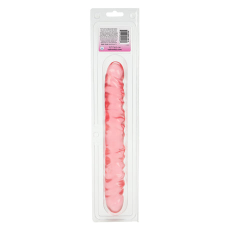 Translucence Veined 12 Inch Double Dong Pink displayed in packaging for pleasurable solo or partnered play.