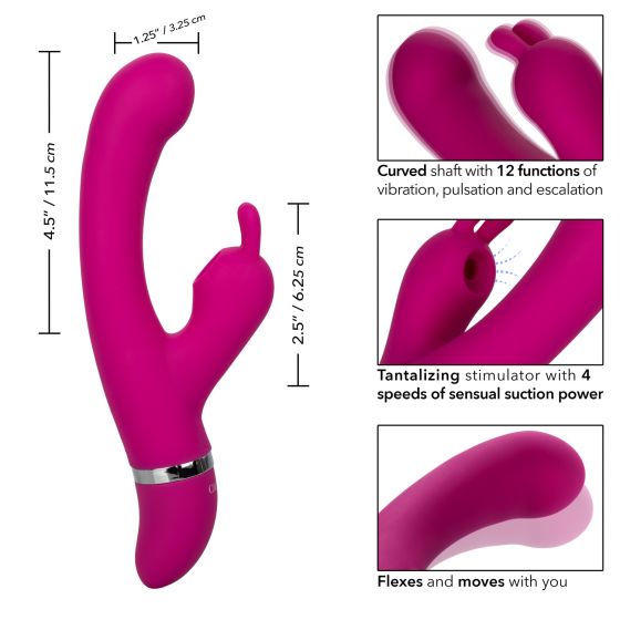 Foreplay Bunny Kisser Rabbit Vibrator Purple features a curved shaft and dual motors for enhanced pleasure.
