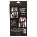 Her Royal Harness The Regal Empress Red back packaging showcasing adjustable design and premium materials.