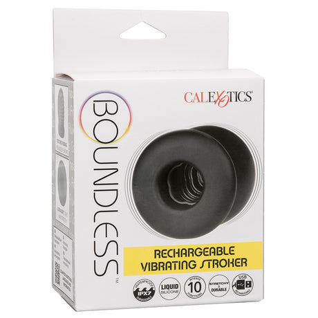 Boundless Rechargeable Vibrating Stroker packaging showcasing advanced vibrating stroker design and features.