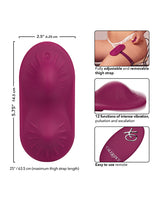 Image of Dual Rider Remote Control Grinder Magenta displaying ergonomic shape, remote control, and adjustable thigh strap.