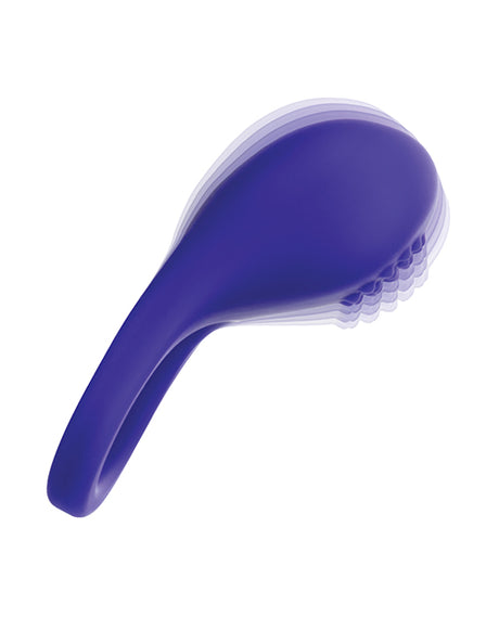 Rumbler Rumble Vibrating Ring Purple showcasing its unique design and texture for enhanced intimate experiences.