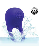Rumbler Rumble Vibrating Ring Purple submerged in water, showcasing its waterproof design and textured nubs for enhanced sensation.