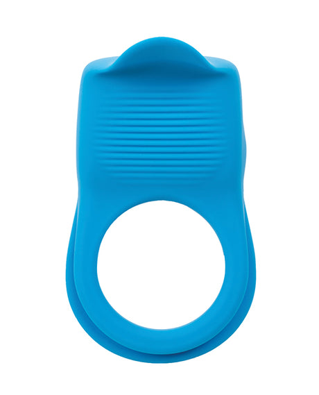 Rumbler Rumble Dual Vibrating Ring Blue top view showcasing its textured design and dual-ring structure.