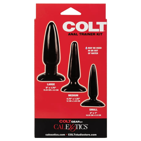 Colt Anal Trainer Kit Butt Plugs including large, medium, and small anal plugs for beginners and advanced users.