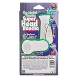 Sue Johanson Super Head Honcho White Glow In The Dark vibrating stroker package with instructions and features highlighted.