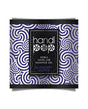Handipop Hand Job Massage Gel 6 ml Blueberry Muffin packaging design on a vibrant blue and white swirled background.