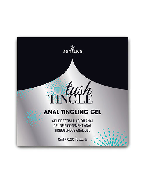Tush Tingle Anal Stimulation Gel 6 ml Single Use Packet packaging with bold design and product details.