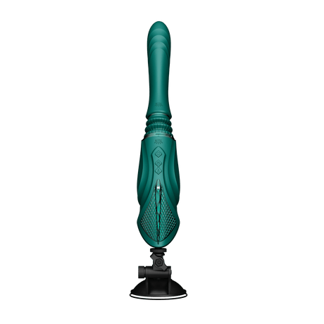 ZALO Sesh Compact Sex Machine in Turquoise Green with PowerThrust technology and telescopic range for a deeply satisfying experience.