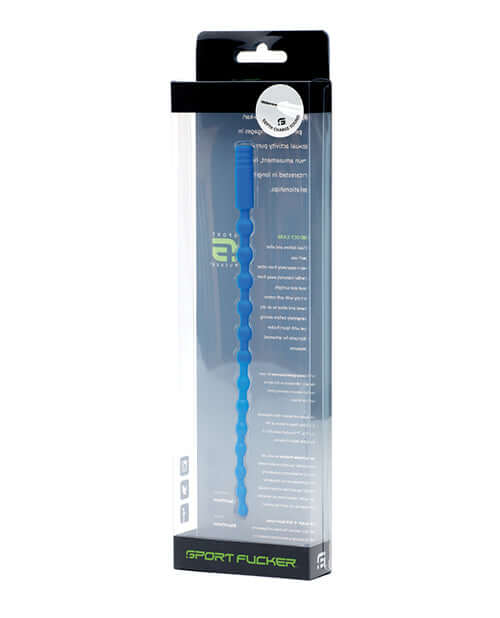 Sport Fucker Depth Charge Sound Blue displayed in packaging, showcasing its medical-grade silicone design.
