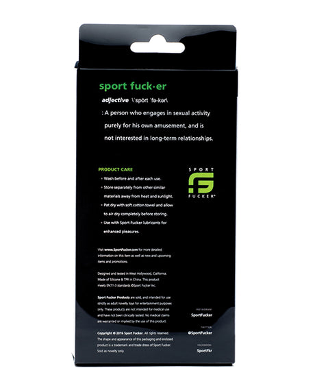 Sport Fucker Crossfit Plug Red product care instructions and definition on packaging.
