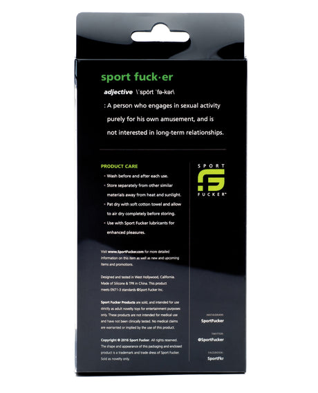 Sport Fucker Dipstick Silicone Urethral Sound Black product care instructions and packaging details.