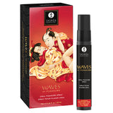 Shunga Waves Of Pleasure Oral Pleasure Spray Sparkling Strawberry packaging and spray bottle for intimate moments.