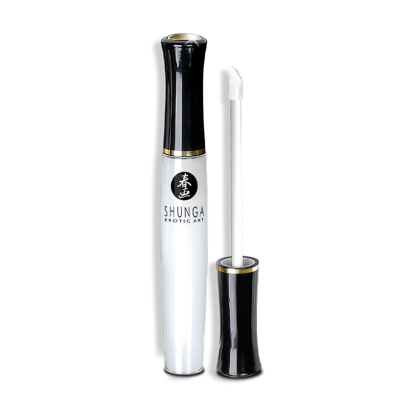 Shunga Divine Oral Pleasure Lipgloss Coconut Water 1 Oz with applicator for enhanced intimate experiences.
