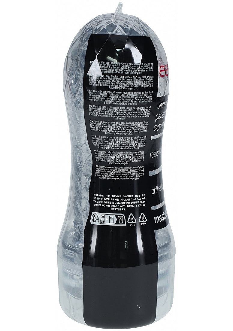 Easy Rider Clear Rounded Case Transparent Masturbator in a clear design, ideal for discreet and immersive solo play.