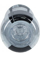 Easy Rider Clear Rounded Case Transparent Masturbator top view with black base and clear opening.
