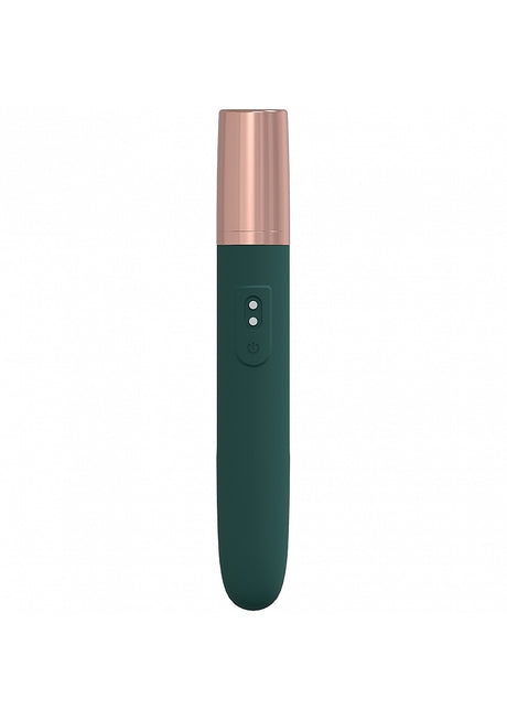 Loveline The Traveler Travel Vibe Forest Green vibrator with a sleek design and rose gold accents.