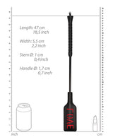 Shots Ouch Love Crop Large Black dimensions showing length and width, perfect for couples exploring discipline.