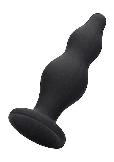 Ouch Silicone Bubble Butt Plug Black, a sleek and sculpted black silicone anal toy designed for ultimate stimulation.