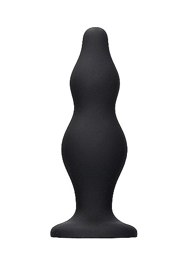 Ouch Silicone Bubble Butt Plug Black, sculpted anal toy for comfortable and satisfying stimulation.