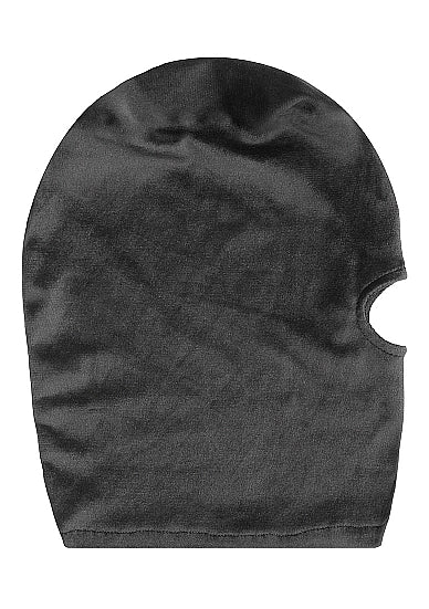 Velvet & Velcro Mask with Mouth Opening Black, soft hood for sensory play, limits sight and speech with mouth opening.