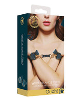 Shots Ouch Halo Wrist or Ankle Cuffs Green packaging showcasing luxurious and fashionable cuffs for restraint play.
