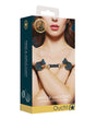 Shots Ouch Halo Wrist or Ankle Cuffs Green packaging showcasing luxurious and fashionable cuffs for restraint play.