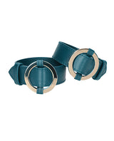Shots Ouch Halo Wrist or Ankle Cuffs Green with luxurious leather-look and golden accents.