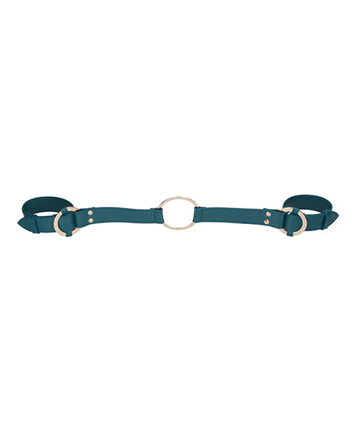 Shots Ouch Halo Handcuffs with Connector Green featuring a luxurious green finish and golden accents.