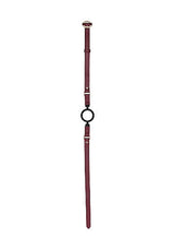 Ouch Halo Silicone Ring Gag Burgundy with burgundy faux-leather look and golden-toned metal accents.