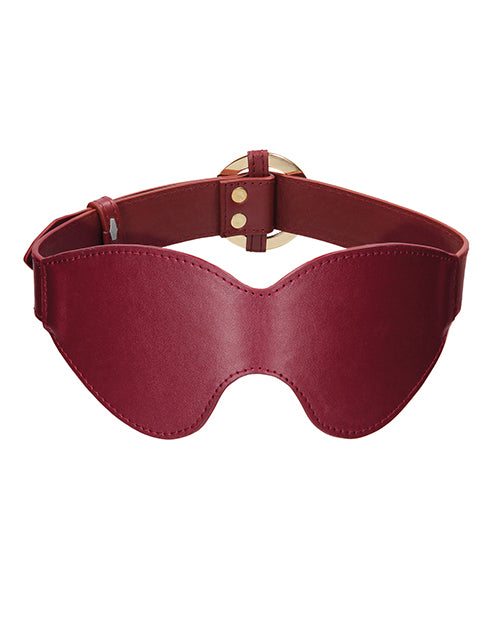 Shots Ouch Halo Eyemask Burgundy with luxurious leather look and golden accents, perfect for sensory play.