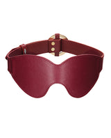Shots Ouch Halo Eyemask Burgundy with luxurious leather look and golden accents, perfect for sensory play.