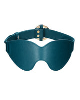 Shots Ouch Halo Leather Eyemask Blindfold Green with a rich green finish and gold accents designed for sensory play