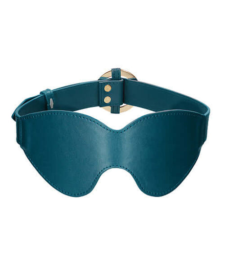 Shots Ouch Halo Leather Eyemask Blindfold Green with a rich green finish and gold accents designed for sensory play