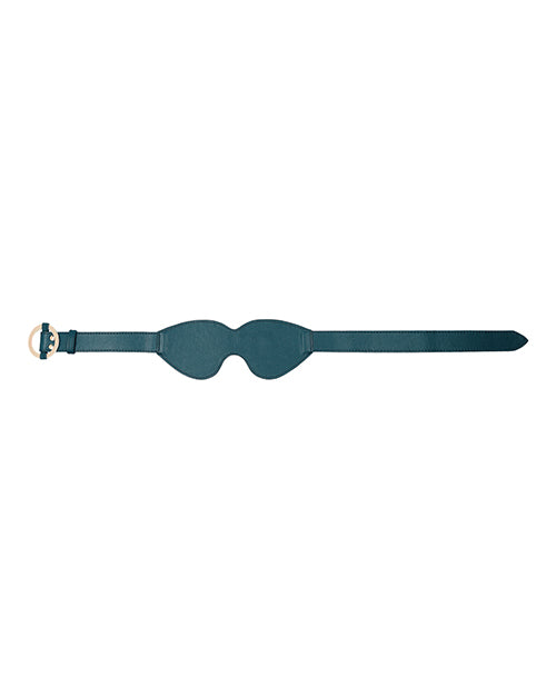 Shots Ouch Halo Leather Eyemask Blindfold Green, stylish sensory play accessory with a rich green finish and leather look.